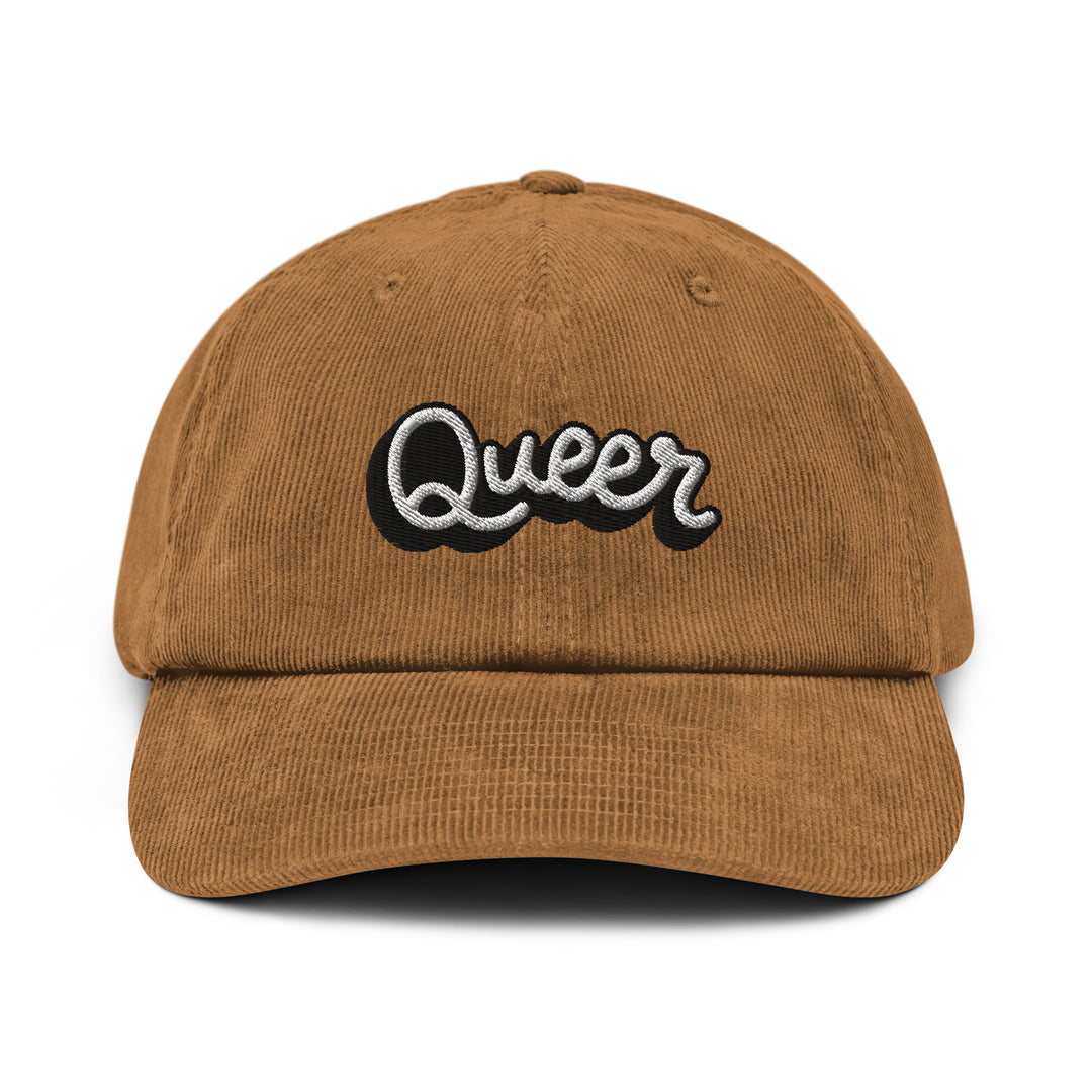Queer Embroidered Corduroy Hat (Camel) - Bianca's Design Shop