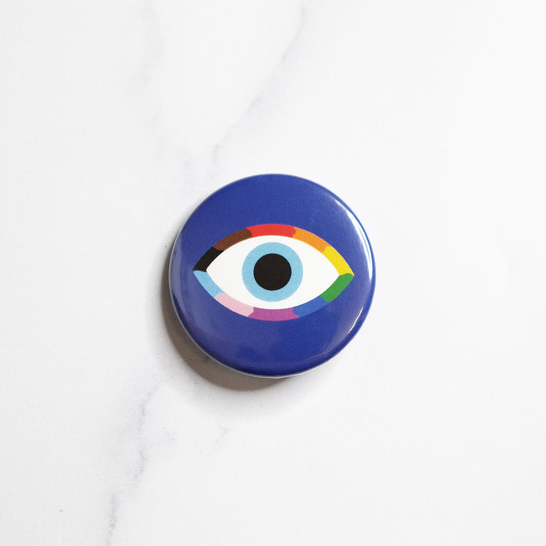 Queer Evil Eye Pride Button - Bianca's Design Shop