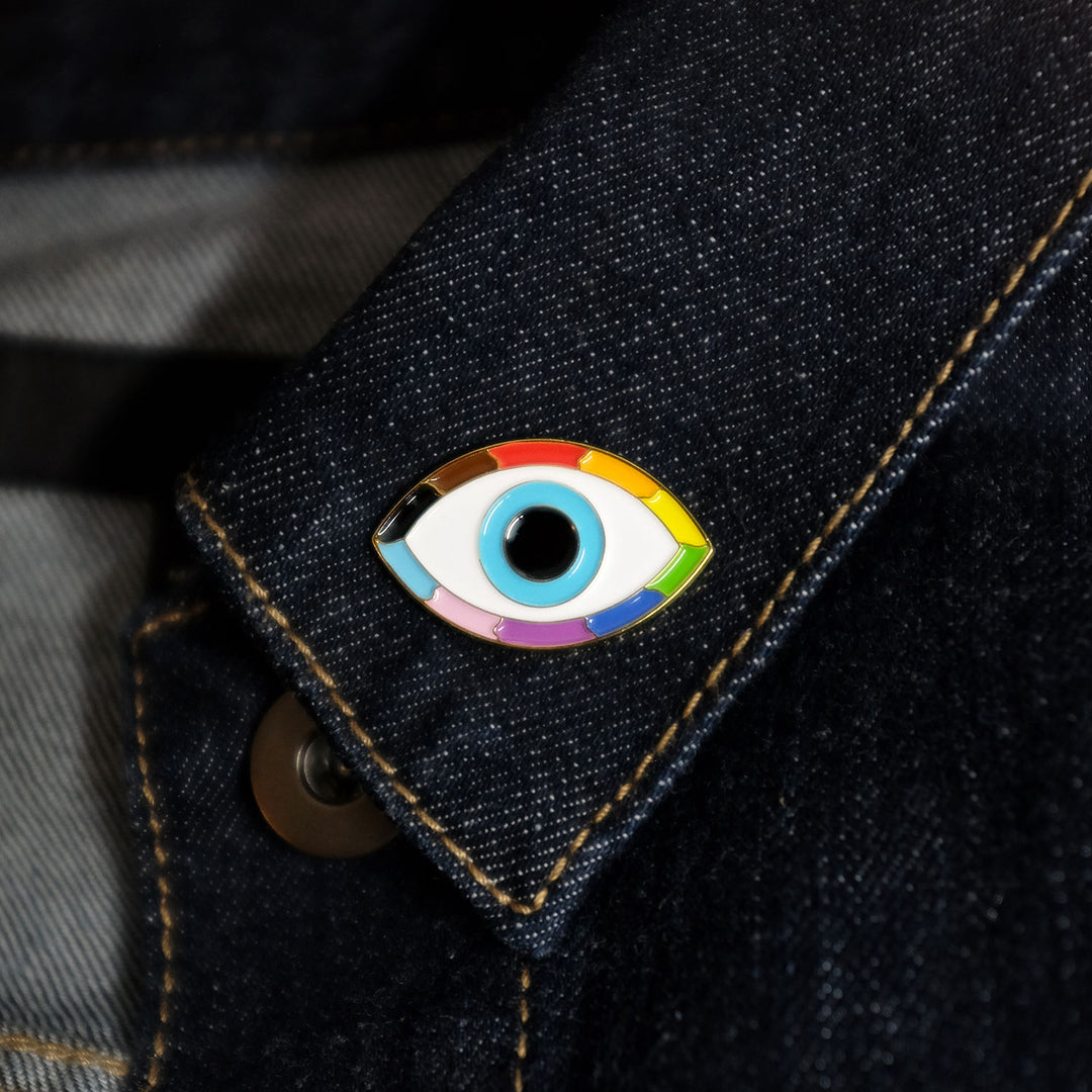 Pins Collection Image: Evil Eye Pride Enamel Lapel Pin by Bianca Designs.