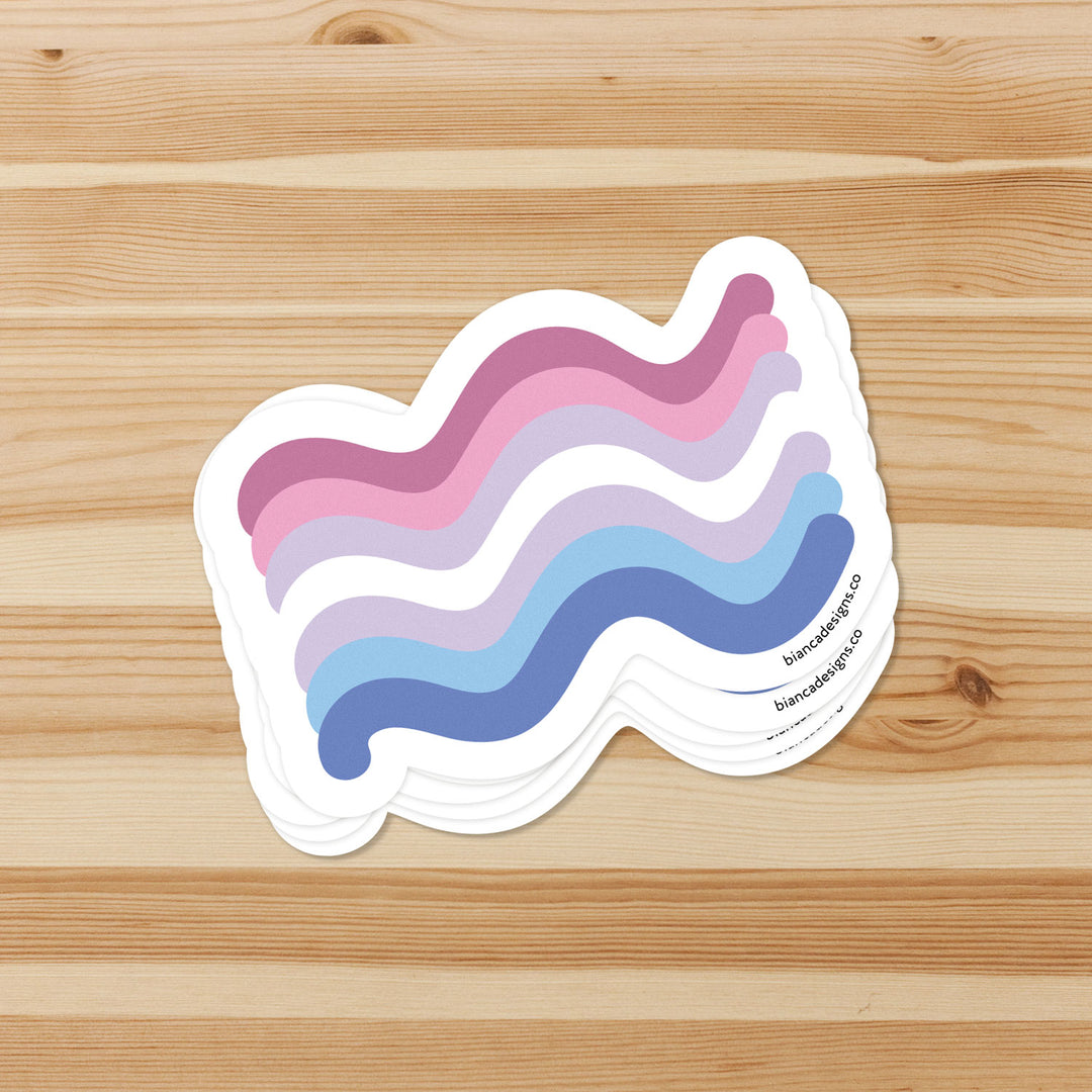 Bigender Squiggly Pride Sticker - Bianca's Design Shop