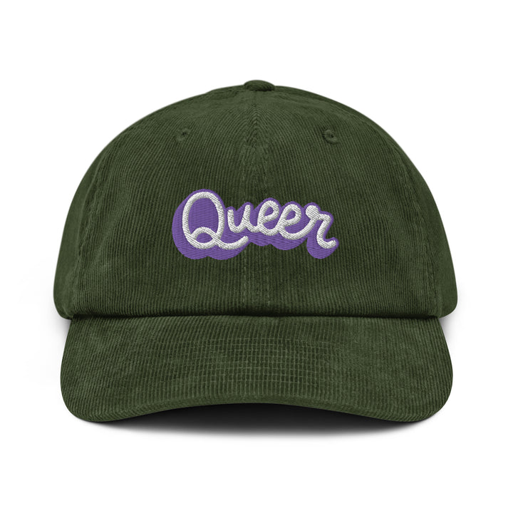 Queer Embroidered Corduroy Hat (Olive)