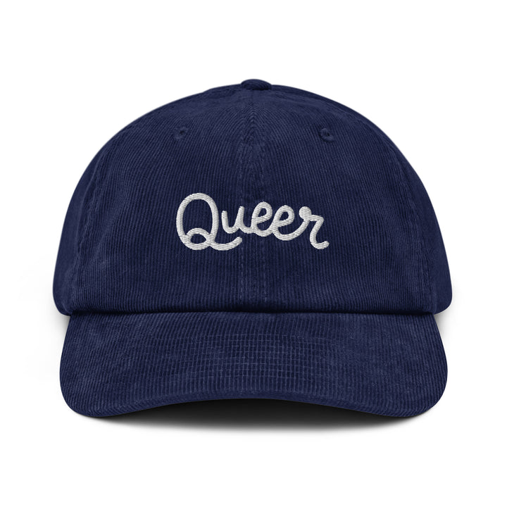 Queer Embroidered Corduroy Hat (Navy) - Bianca's Design Shop