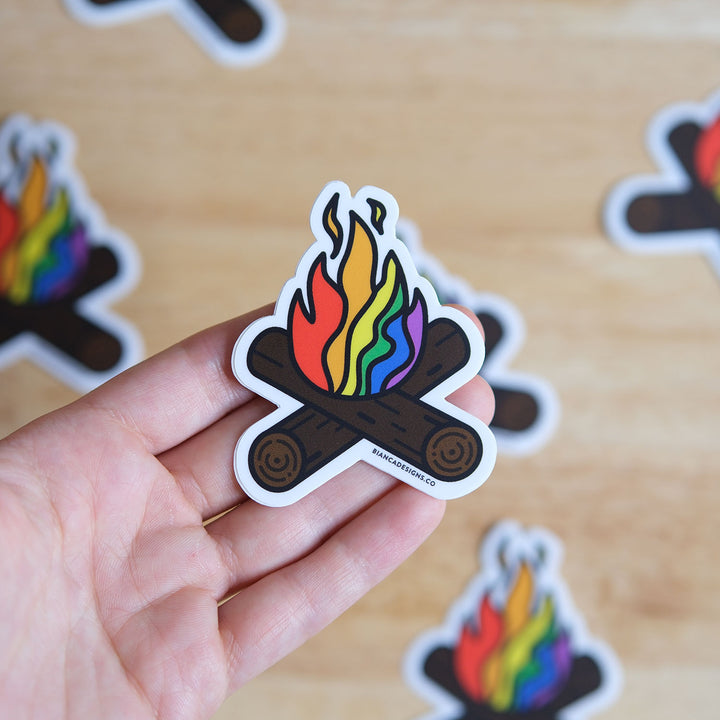 Flaming Rainbow Campfire Sticker
