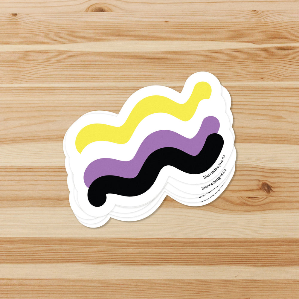 Non-binary Squiggly Pride Sticker - Bianca's Design Shop