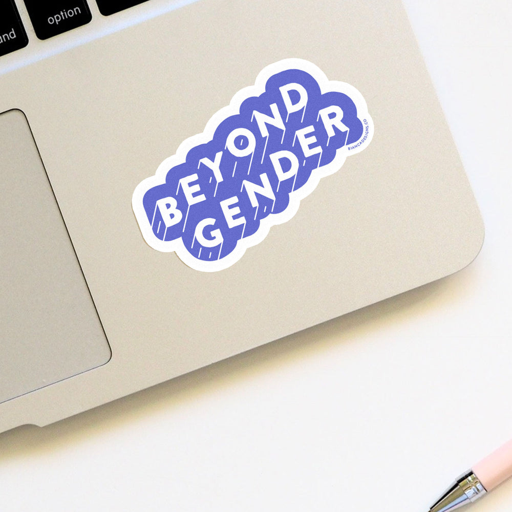 Beyond Gender Sticker by Bianca Designs on Laptop