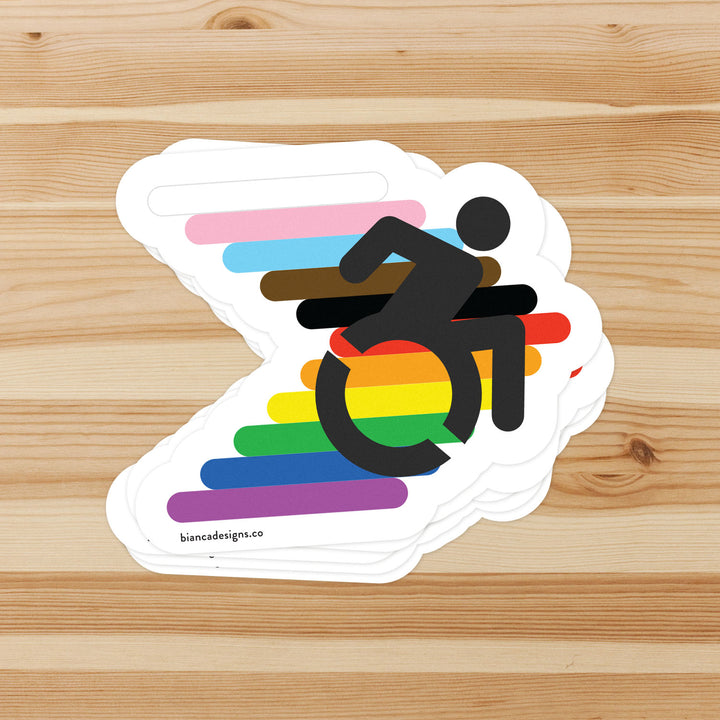 Stack of Disability Pride Stickers by Bianca Designs