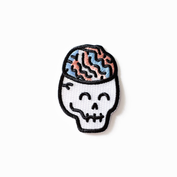 Eerie Trans Pride Brain Skull Embroidered Patch by Bianca Designs