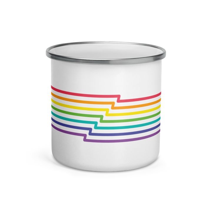 Retro Rainbow Pride Enamel Mug