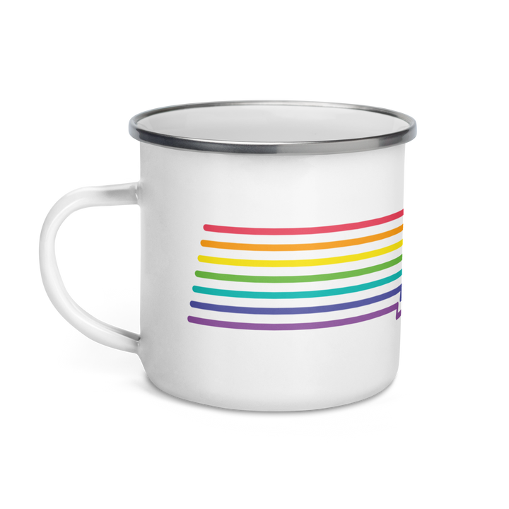 Retro Rainbow Pride Enamel Mug