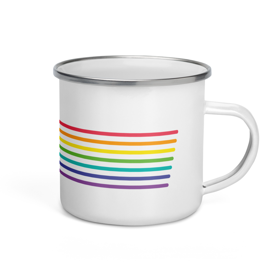 Retro Rainbow Pride Enamel Mug