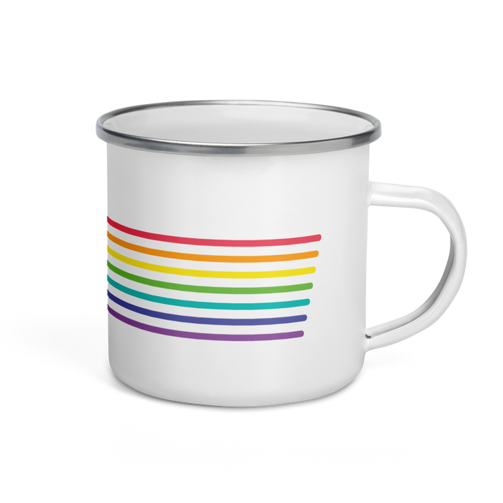 Retro Rainbow Pride Enamel Mug