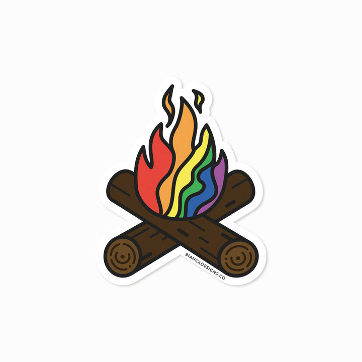 Flaming Rainbow Pride Campfire Sticker by Bianca Designs