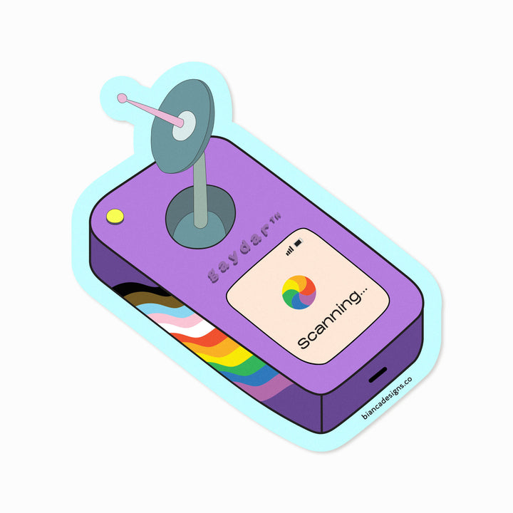 Gaydar Scanner Sticker by Bianca Designs. Scanning Environment for Fellow Queer Folks