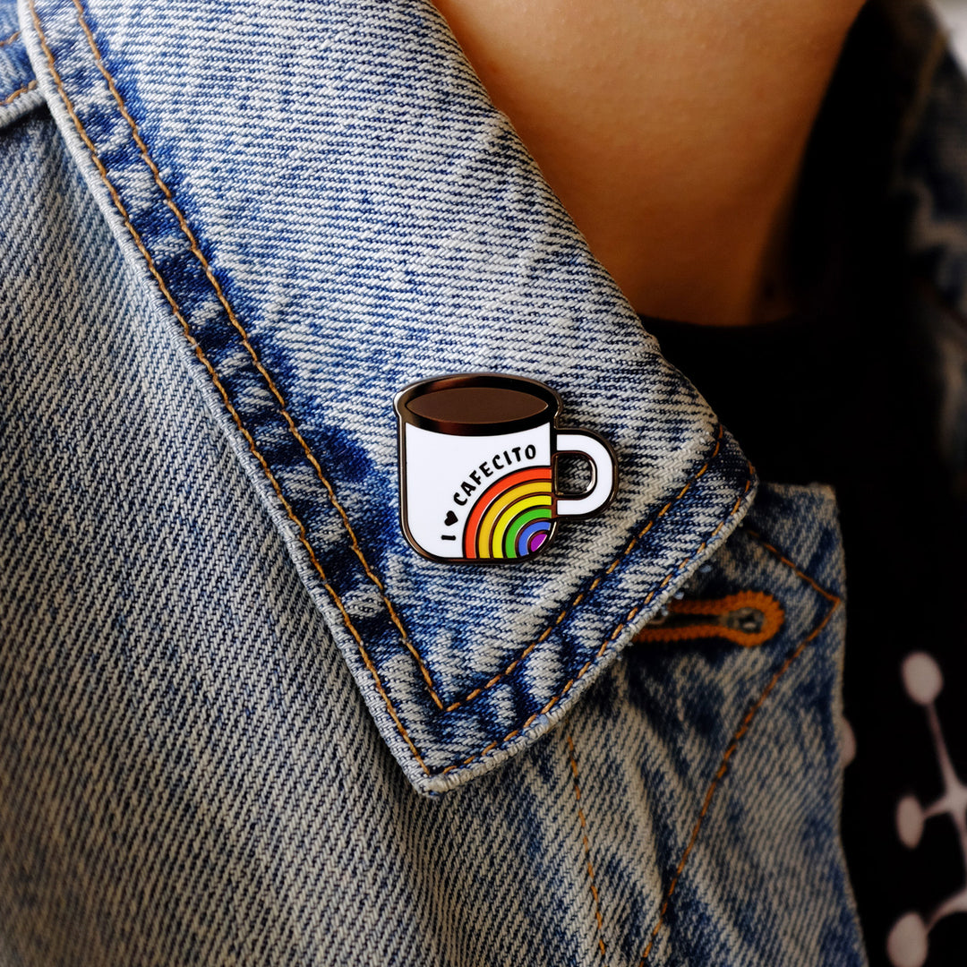 Cafecito Rainbow Mug Pin - Bianca's Design Shop