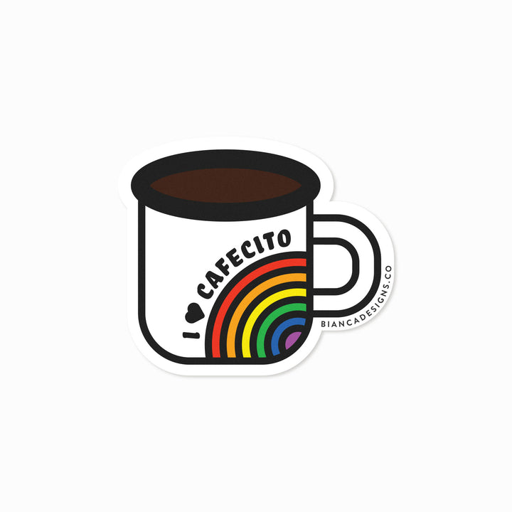 Cafecito Rainbow Mug Sticker - Bianca's Design Shop