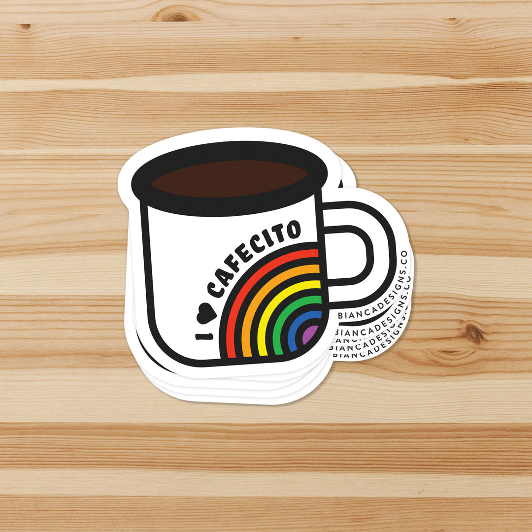 Cafecito Rainbow Mug Sticker - Bianca's Design Shop