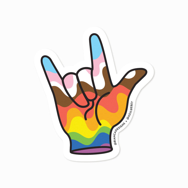 I Love You in ASL Pride Sticker by Bianca Designs and Gregor Lopes