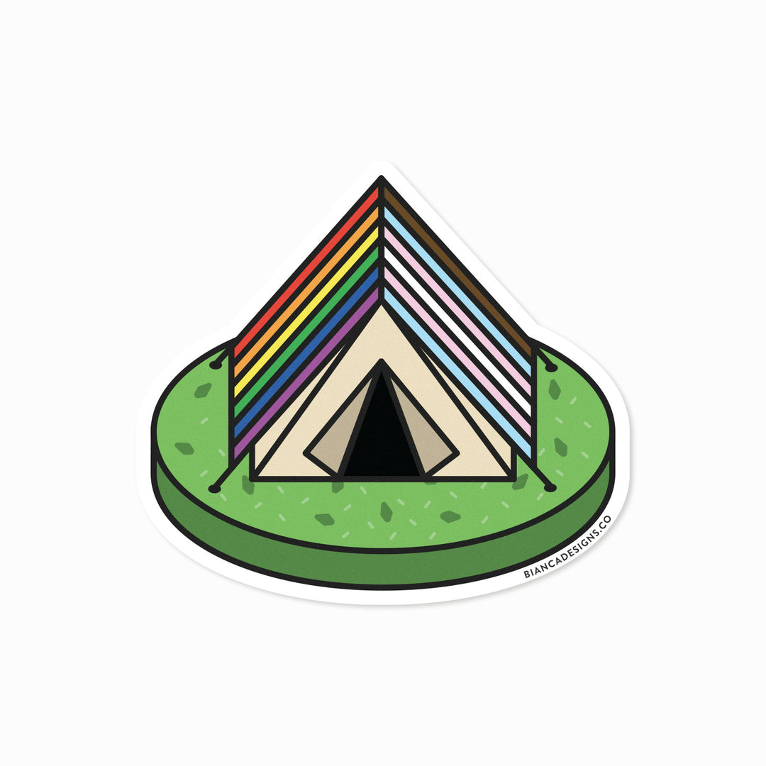 Inclusive Camping Tent Pride Sticker by Bianca Designs