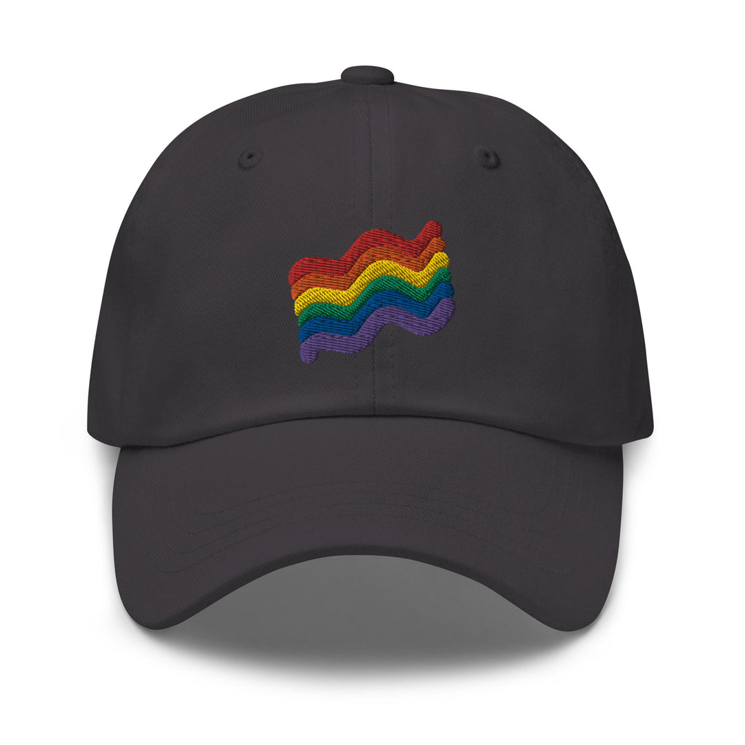 LGBTQ Squiggly Pride Dad Hat, in Dark Grey, by Bianca Designs.