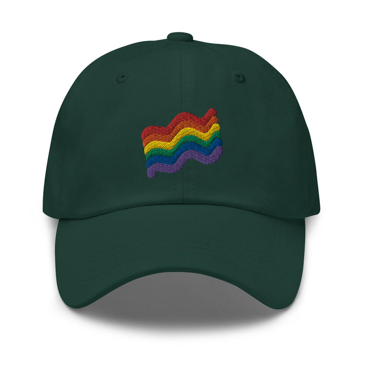 LGBTQ Squiggly Pride Dad Hat, in Spruce, by Bianca Designs.