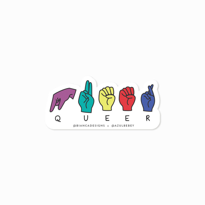 Queer ASL Fingerspell Pride Sticker by Bianca Designs & Gregor Lopes