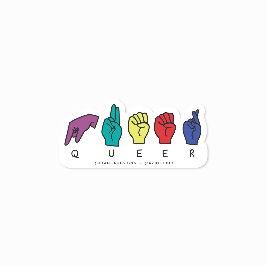 Queer ASL Fingerspell Sticker - Bianca's Design Shop