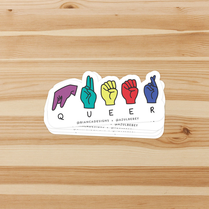 Queer ASL Fingerspell Sticker - Bianca's Design Shop