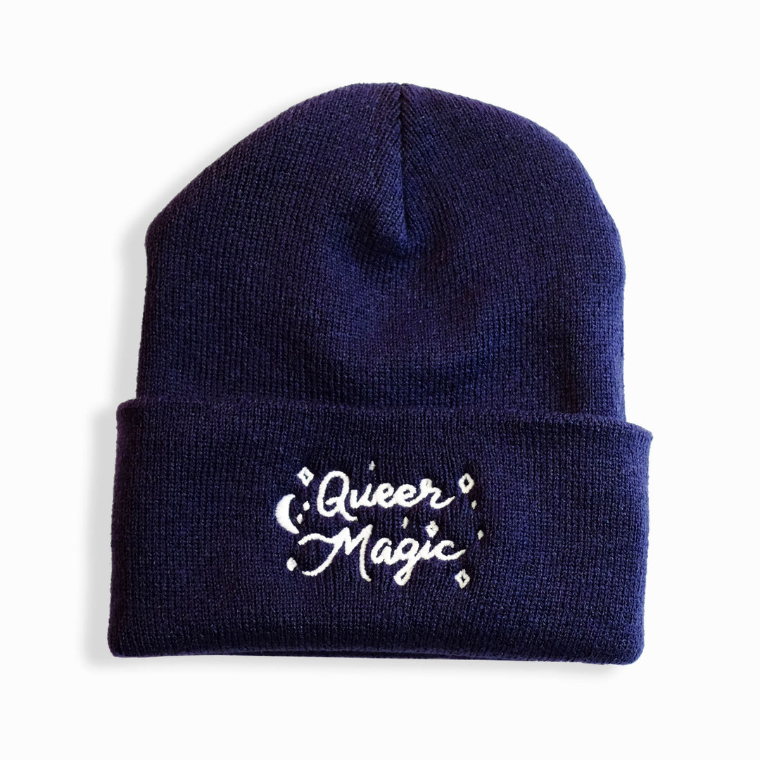 Queer Magic Beanie, in Navy, by Bianca Designs.