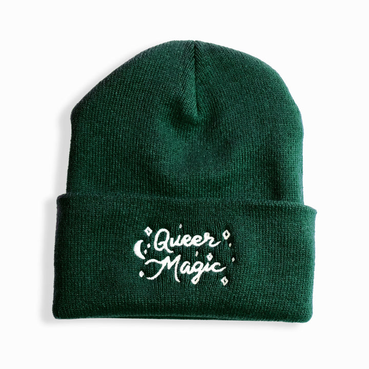 Queer Magic Beanie, in Spruce, by Bianca Designs.