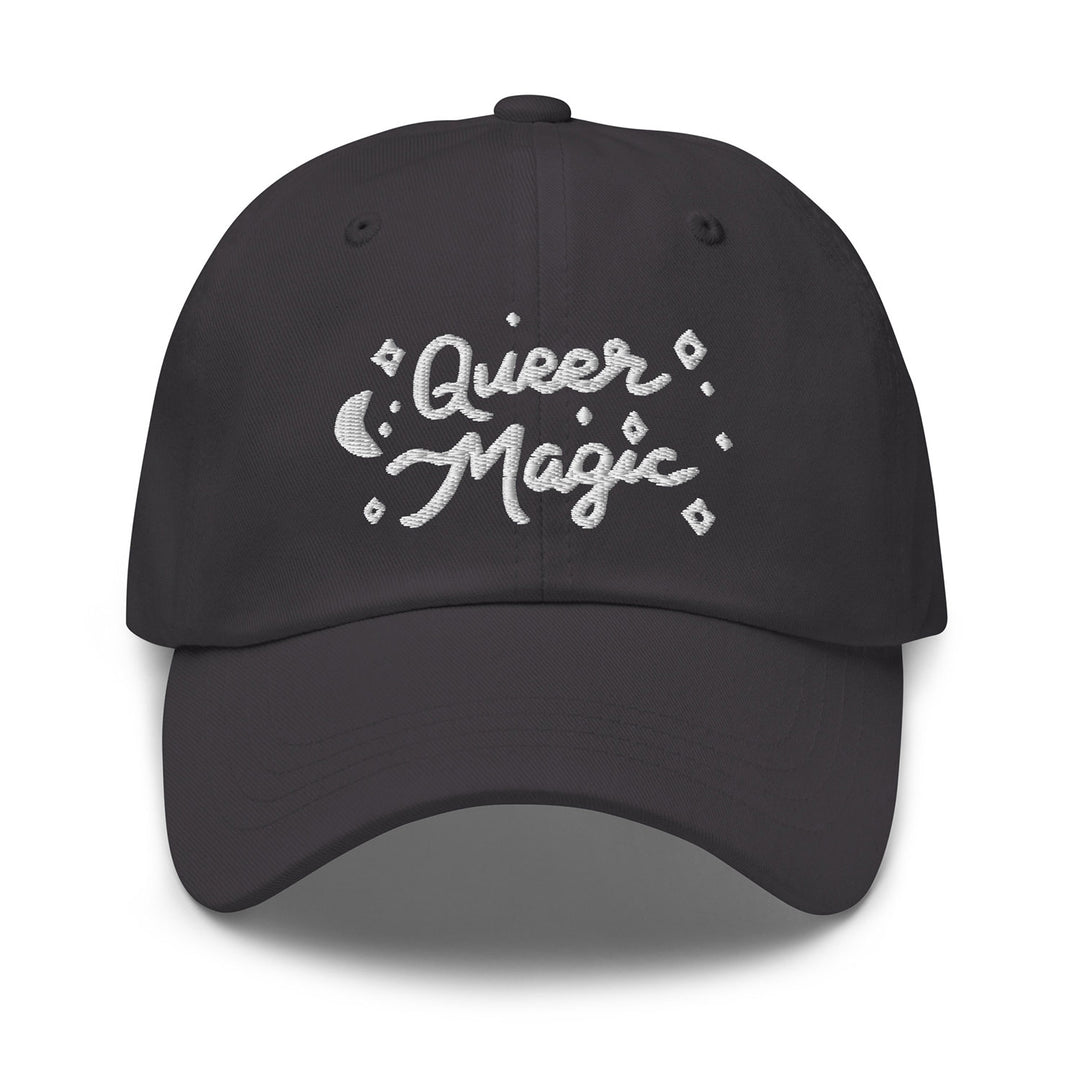 Queer Magic Dad Hat, in Dark Grey, by Bianca Designs.