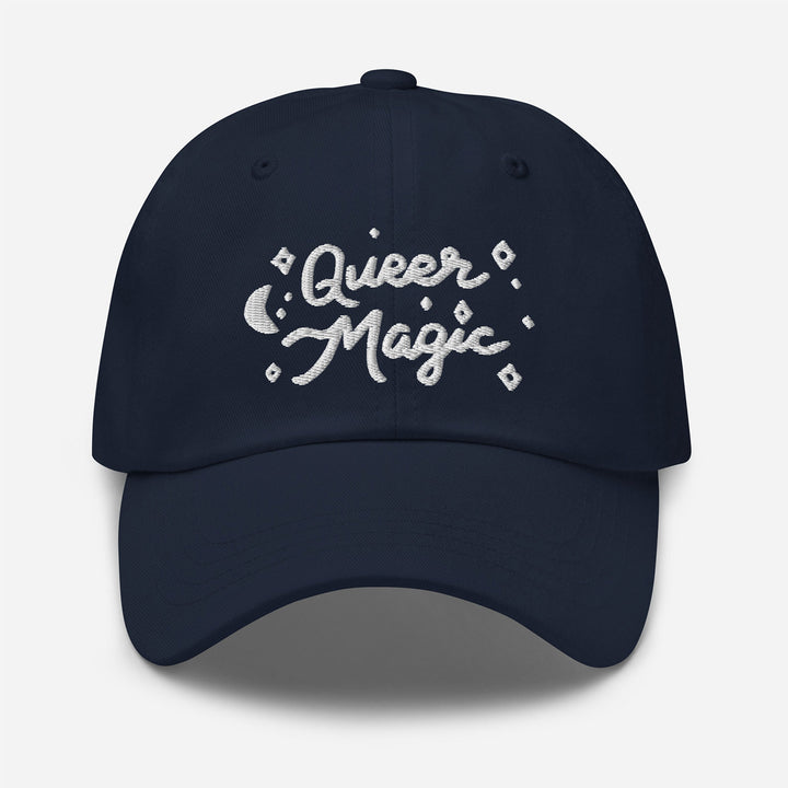 Queer Magic Dad Hat, in Navy, by Bianca Designs.