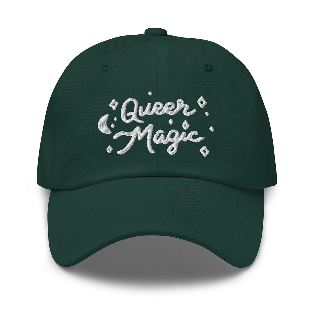 Queer Magic Dad Hat, in Spruce, by Bianca Designs.