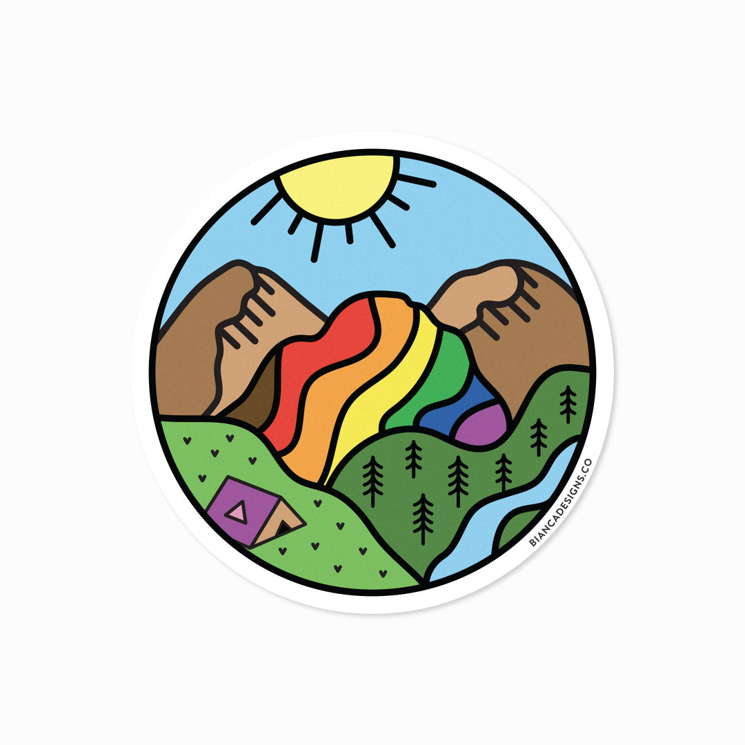Queer Nature Rainbow Mountain Pride Sticker by Bianca Designs