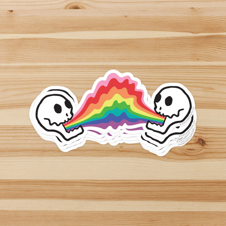 Stack of Queerie & Eerie Rainbow Pride Stickers by Bianca Designs