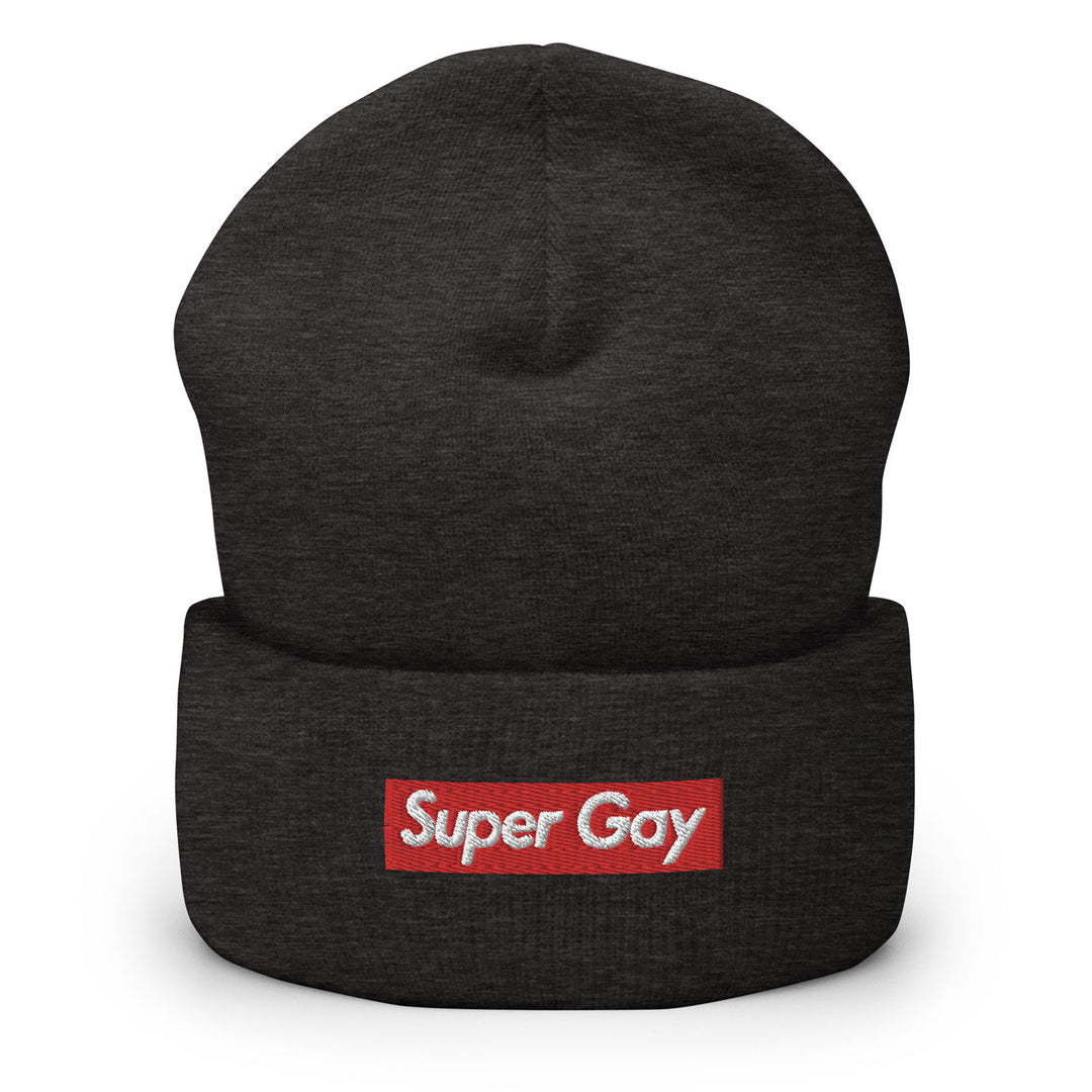 Super Gay Beanie, in Dark Grey, by Bianca Designs.