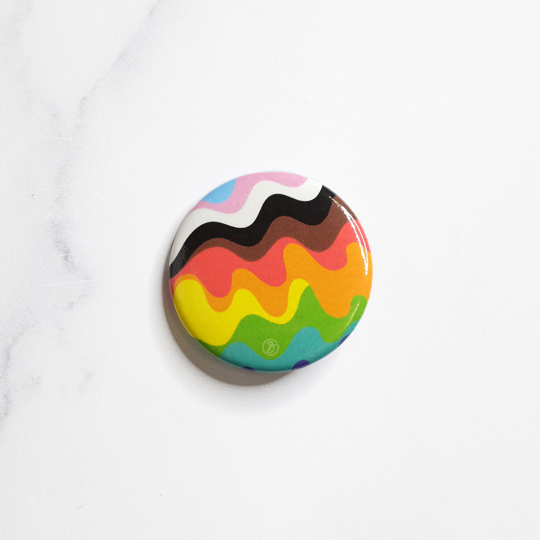 Wavy Inclusive Pride Rainbow Button - Bianca's Design Shop