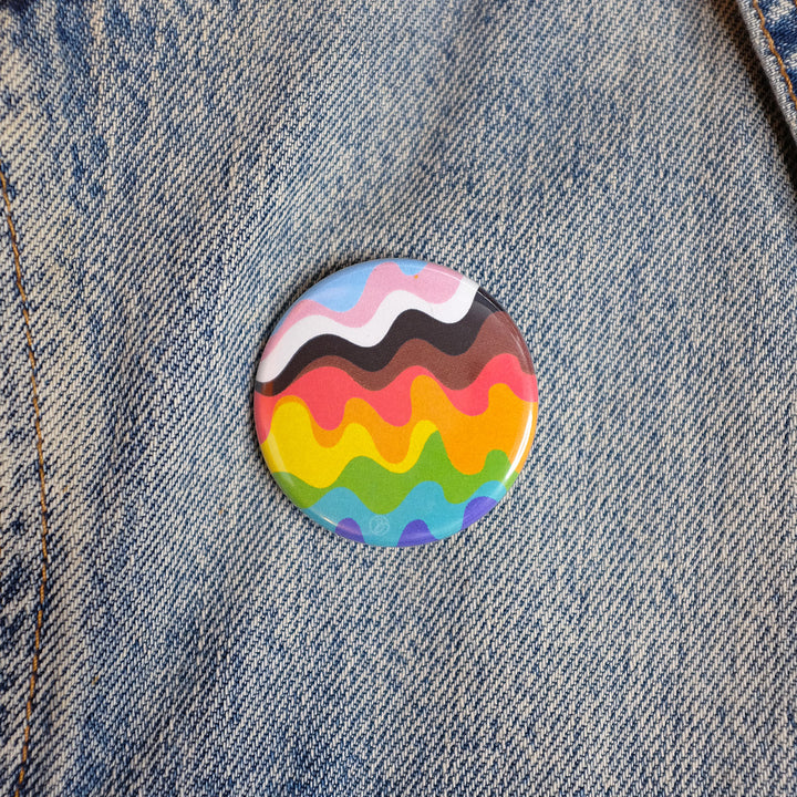 Wavy Inclusive Pride Rainbow Button by Bianca Designs.