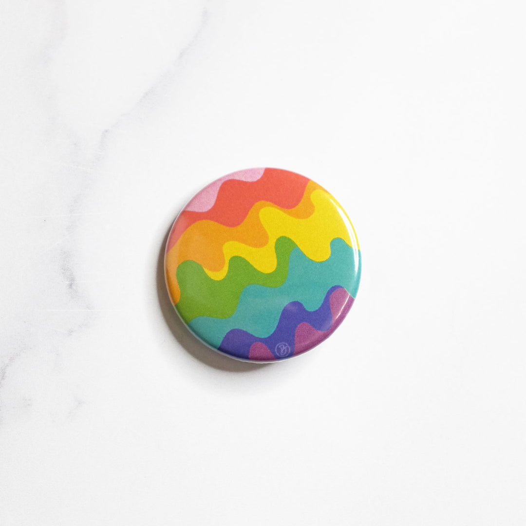 Wavy LGBTQ Pride Rainbow Button - Bianca's Design Shop