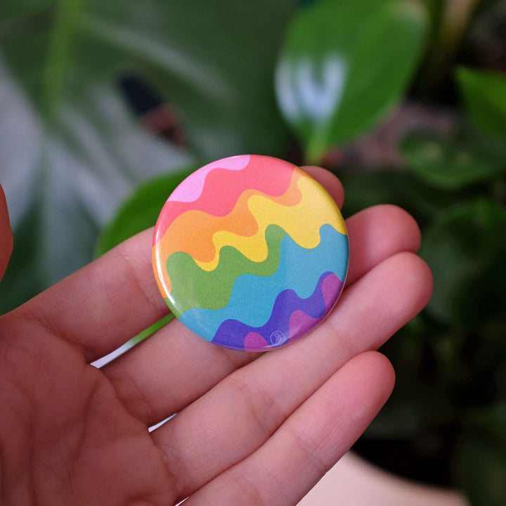 Wavy LGBTQ Pride Rainbow Button - Bianca's Design Shop