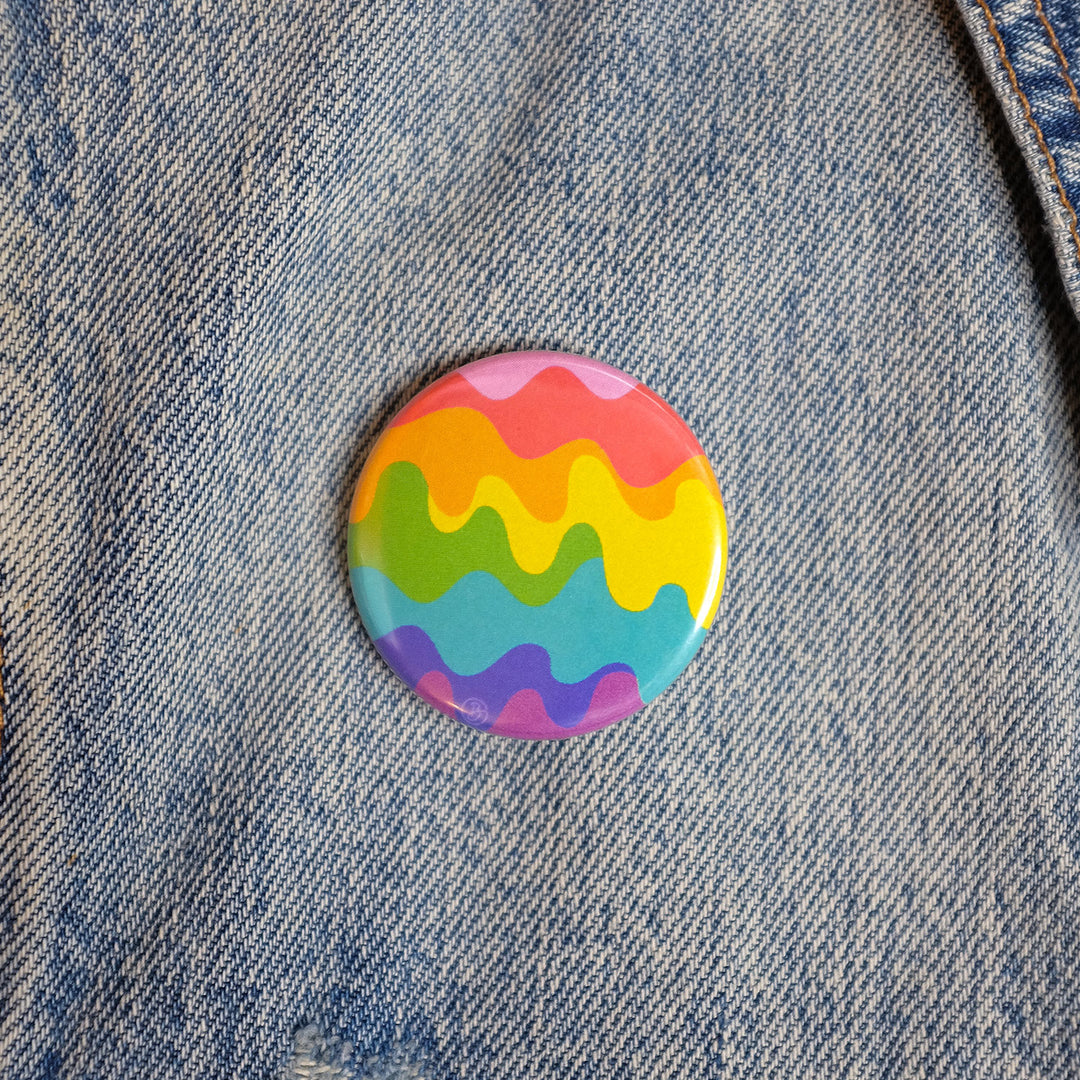 Wavy LGBTQ Pride Rainbow Button by Bianca Designs.
