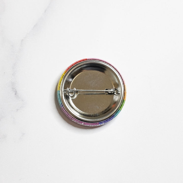 Back view of the Wavy LGBTQ Pride Rainbow Button by Bianca Designs.