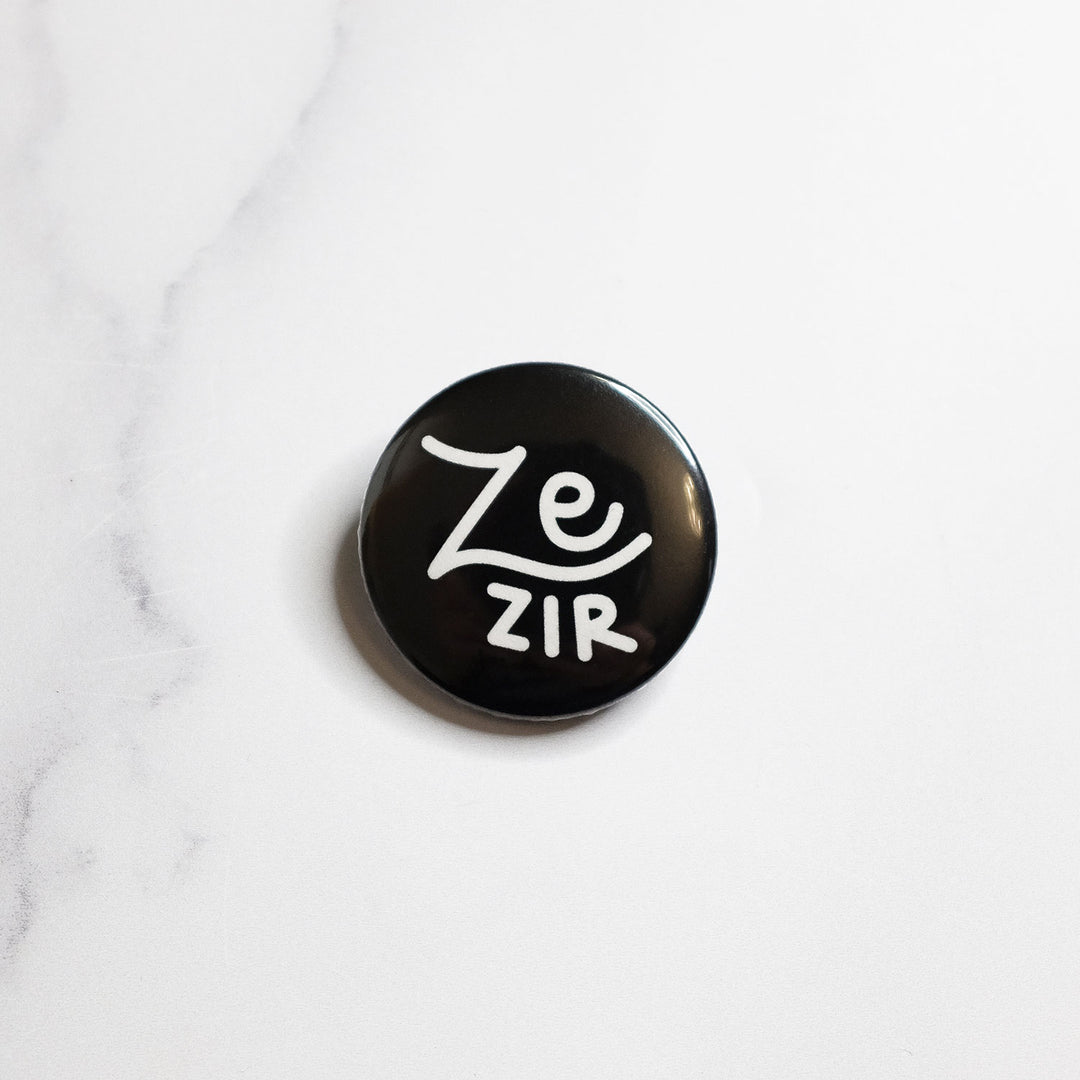 Ze/zir Pronouns Button by Bianca Designs.